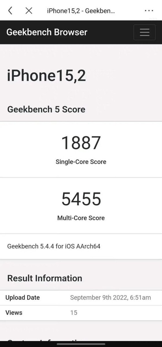 Apple A16 Bionic Geekbench